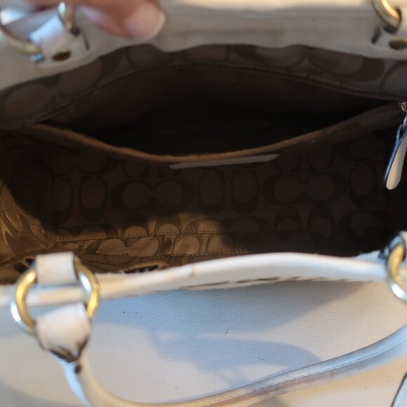 Coach A05K-4419 White Natural Limited Edition Straw Leather Satchel Handbag * - Picture 8 of 15